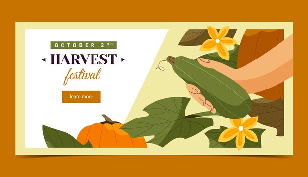 Flat harvest festival celebration horizontal banner template