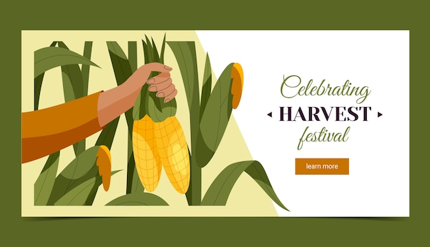 Flat harvest festival celebration horizontal banner template