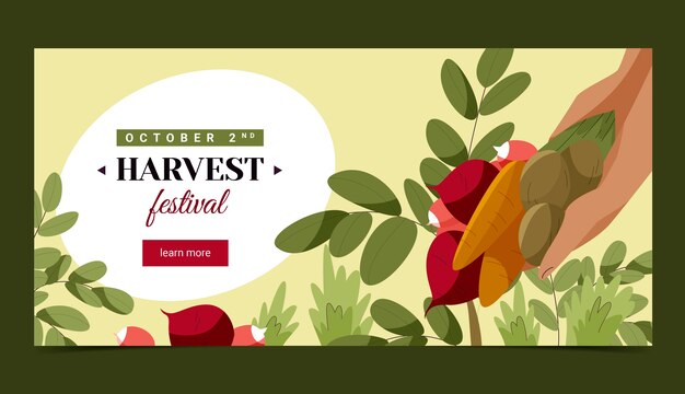 Flat harvest festival celebration horizontal banner template