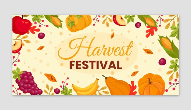 Flat harvest festival celebration horizontal banner template