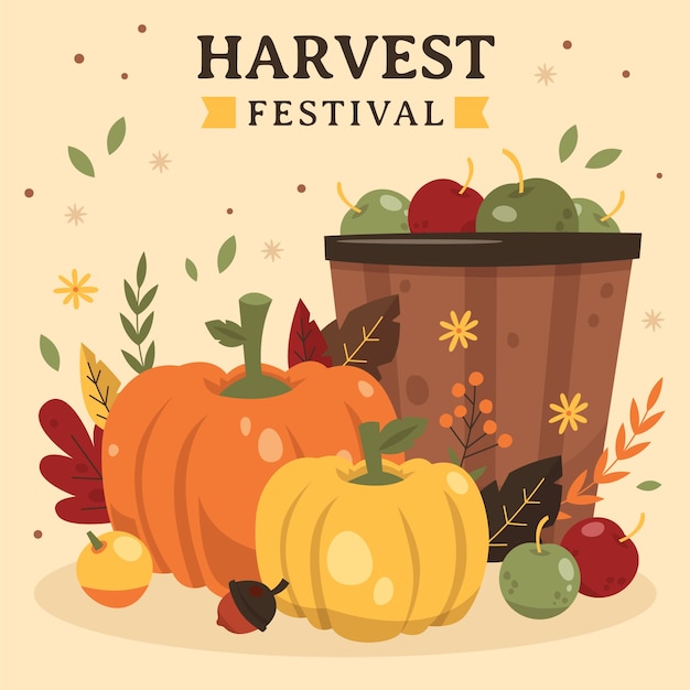 Free Vector flat harvest festival celebration illustration