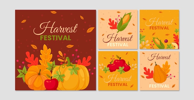 Flat harvest festival celebration instagram posts collection