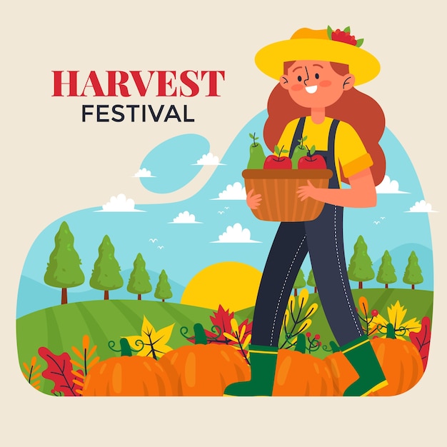 Free Vector flat harvest festival illustration