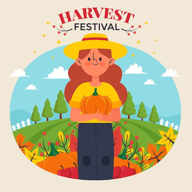 Free vector flat harvest festival illustration