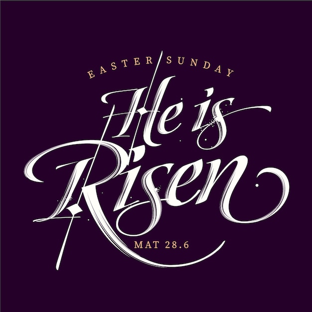 Flat he is risen easter sunday lettering