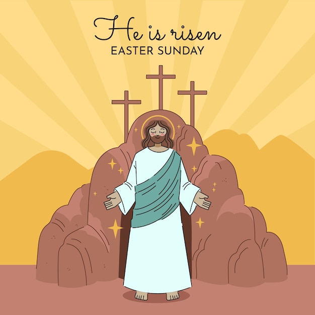 Free Vector flat he is risen illustration