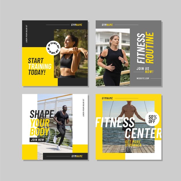 Flat health and fitness post pack with photo