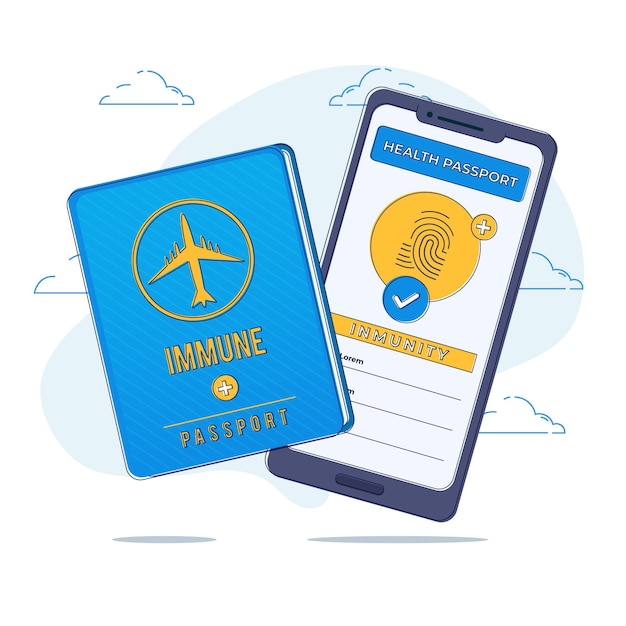 Flat health passport illustration