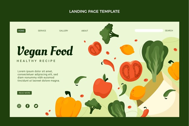 Flat healthy food landing page template