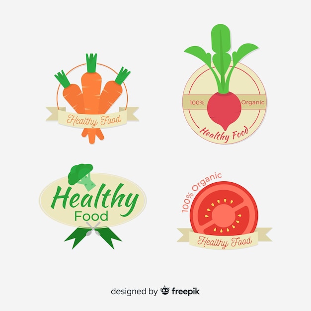 Free Vector flat healthy food logos