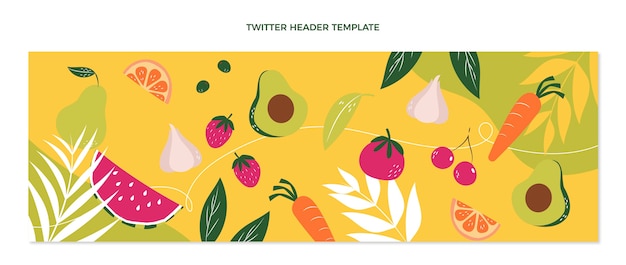 Flat healthy food twitter header