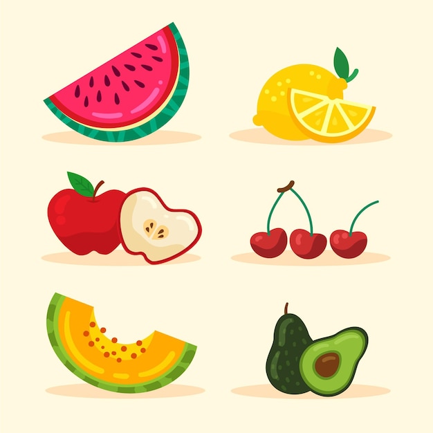 Free Vector flat healthy fruit collection