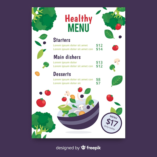 Free Vector flat healthy menu template