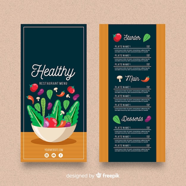 Free vector flat healthy menu template