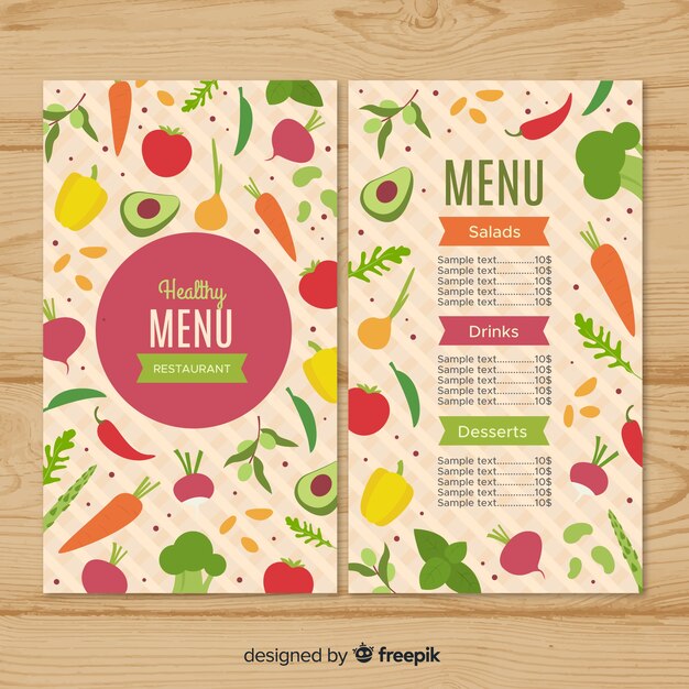 Flat healthy menu template