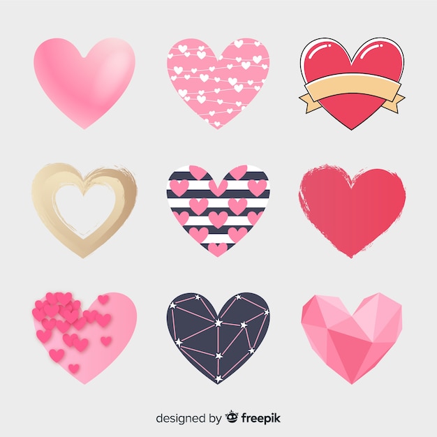 Free vector flat heart collection