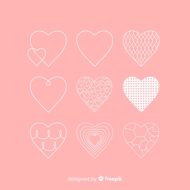 Flat hearts background