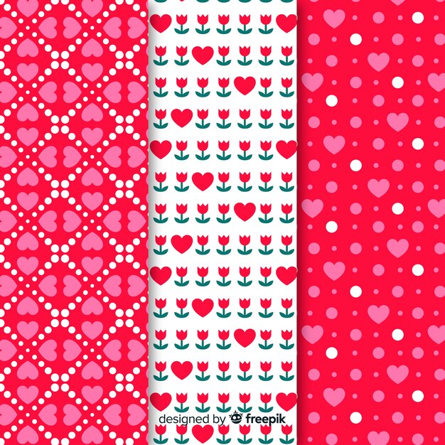 Free Vector flat hearts pattern set