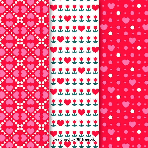 Flat hearts pattern set