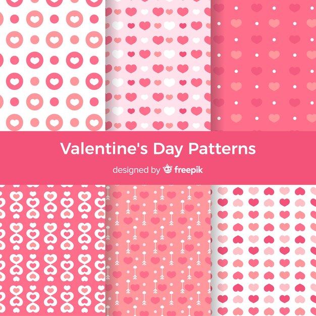 Flat hearts valentine's day pattern