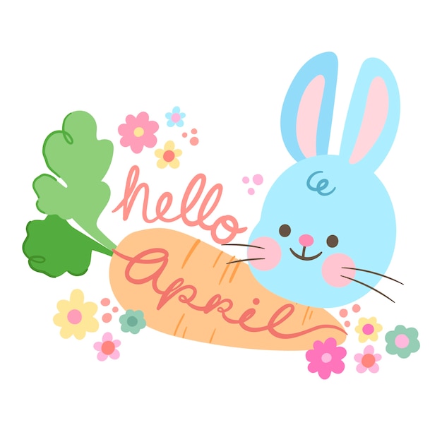 Flat hello april banner and background