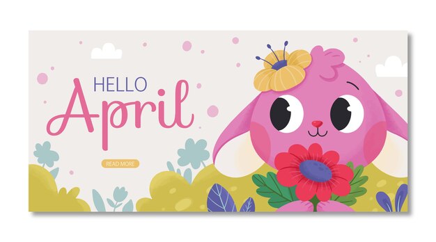 Flat hello april banner and background