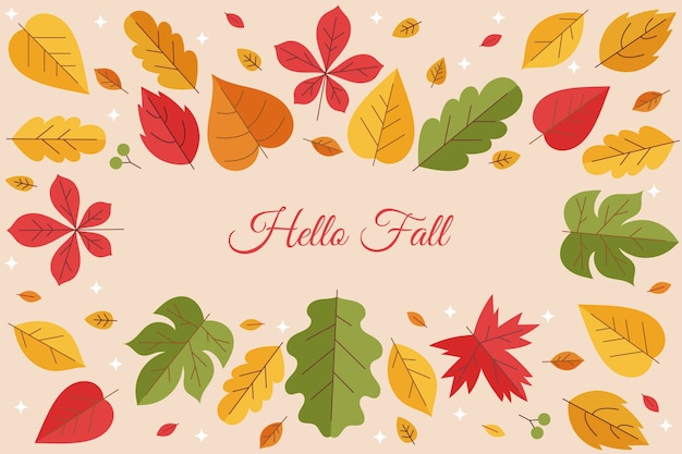 Flat hello fall background for autumn celebration