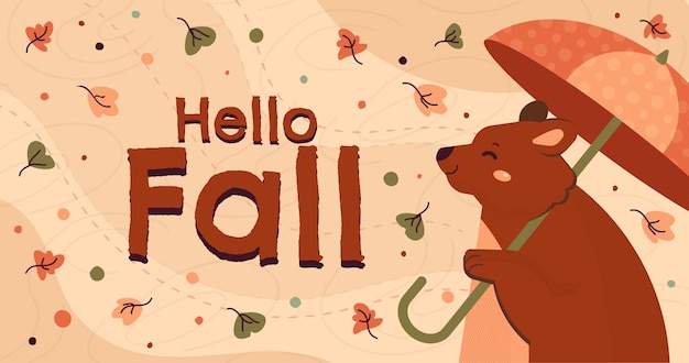 Flat hello fall background for autumn