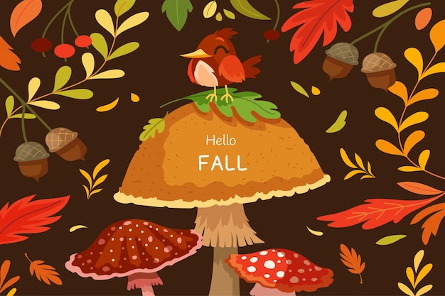 Flat hello fall background for autumn