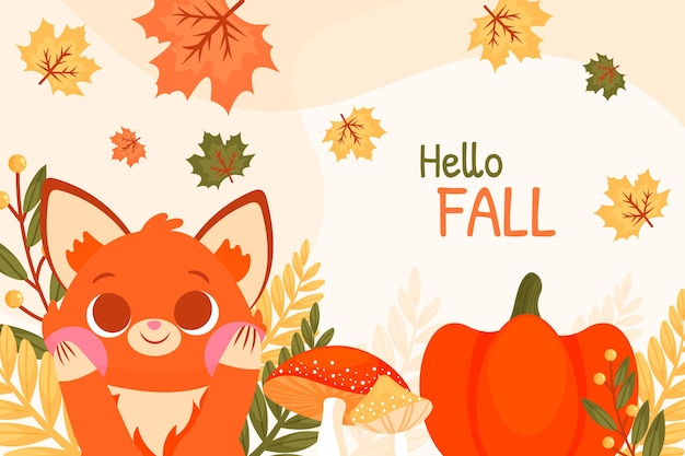 Flat hello fall background for autumn