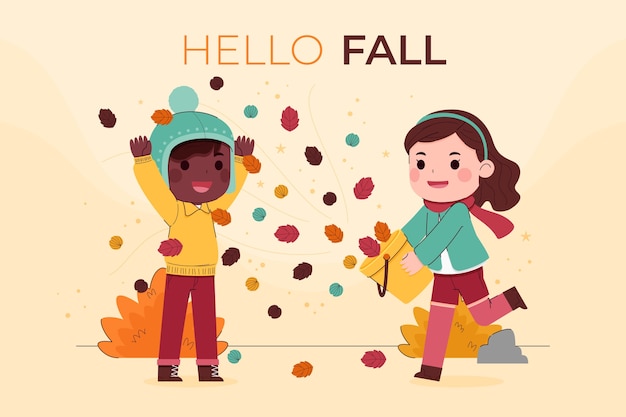 Flat hello fall background for autumn