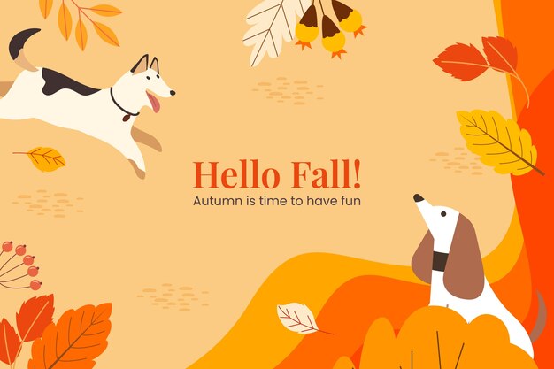 Flat hello fall background for autumn