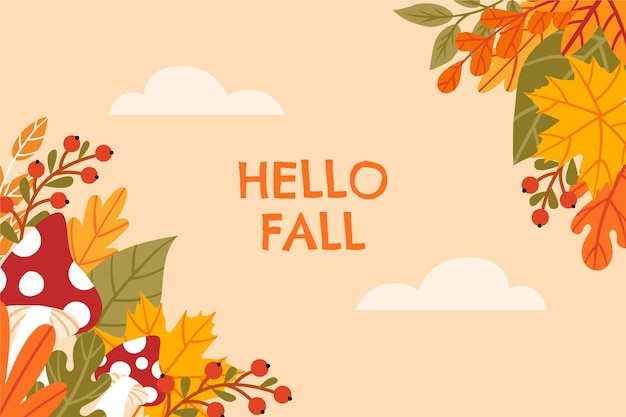 Flat hello fall background for autumn