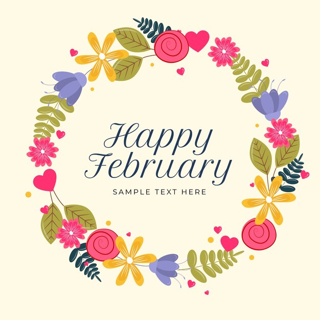 Flat hello february background