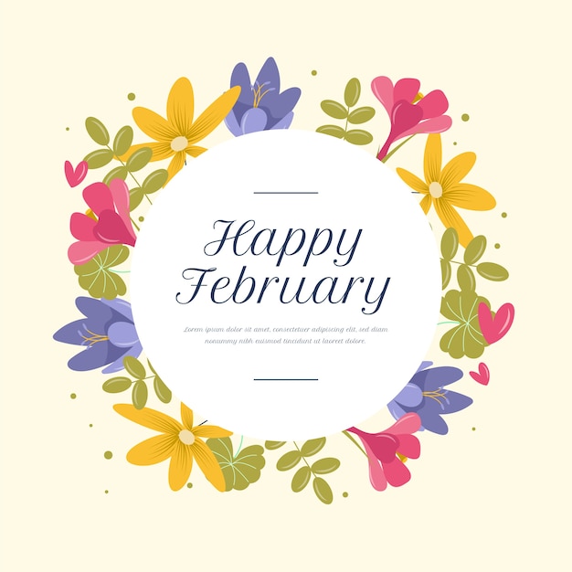 Free Vector flat hello february background