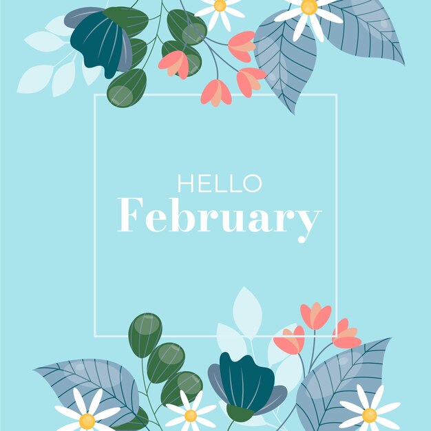 Flat hello february background