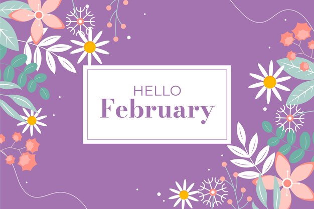 Flat hello february background