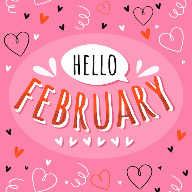 Free Vector flat hello february lettering