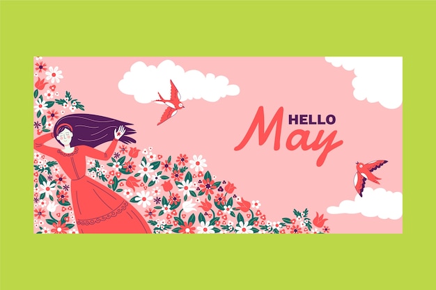 Free Vector flat hello may background