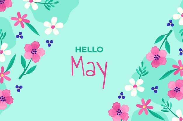 Free vector flat hello may banner or background