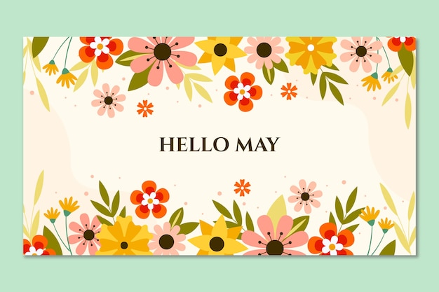 Free Vector flat hello may banner and background