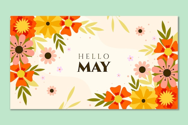 Free vector flat hello may banner and background