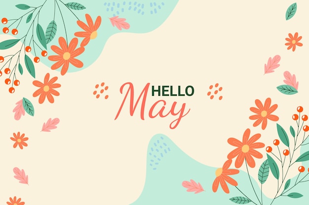 Free Vector flat hello may banner and background