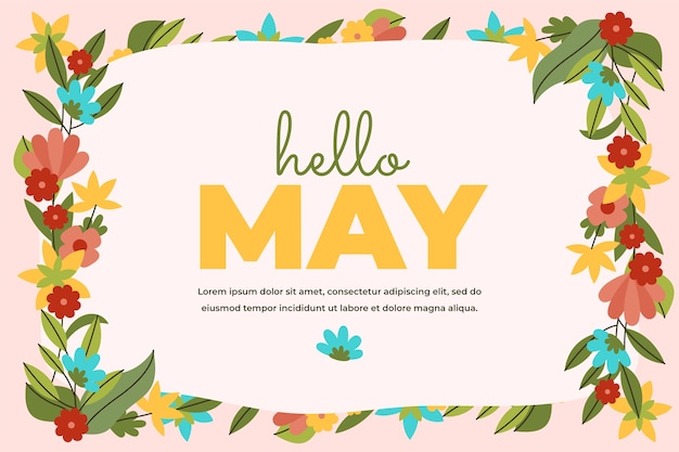 Free Vector flat hello may horizontal banner or background