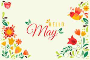 Free vector flat hello may horizontal banner