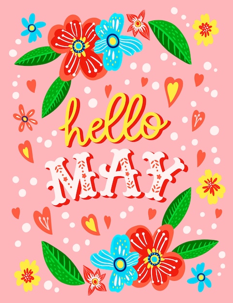 Flat hello may lettering