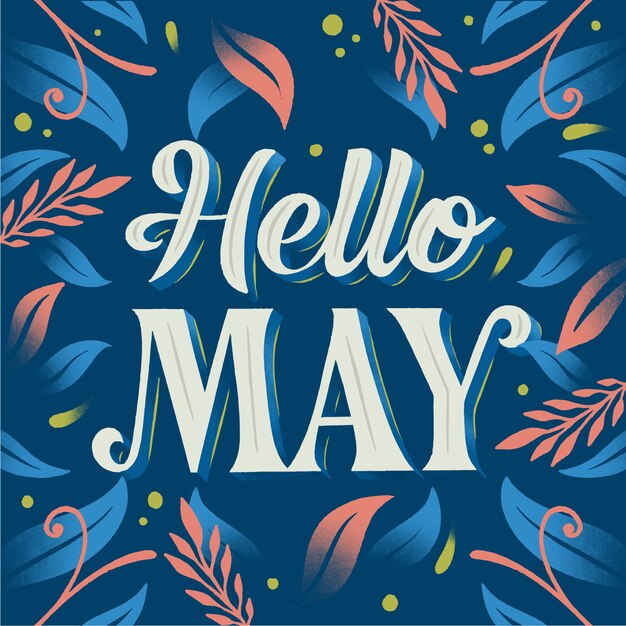 Flat hello may lettering