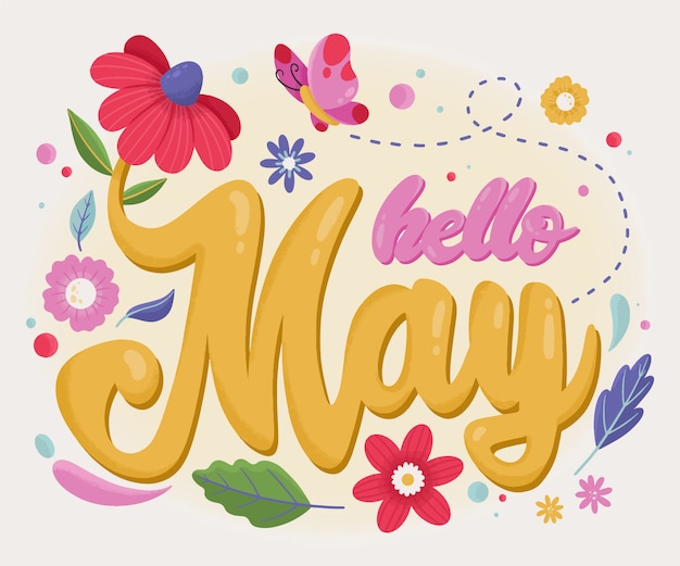 Flat hello may lettering