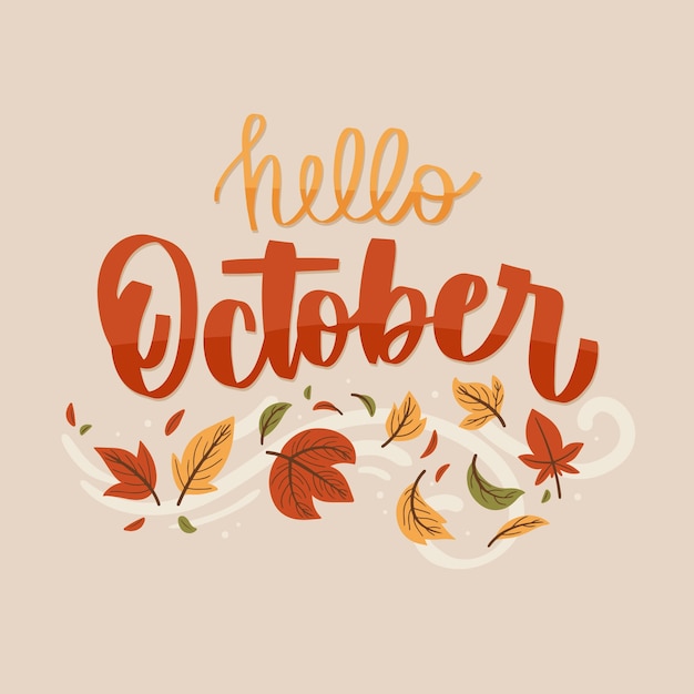 Flat hello october background for autumn