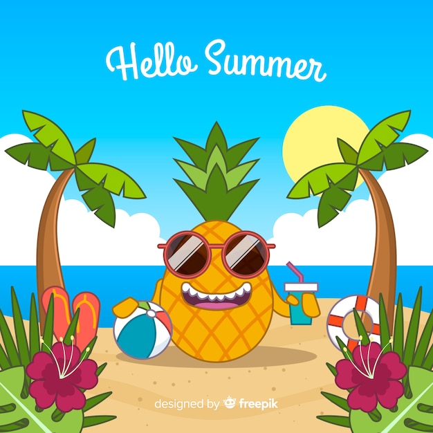 Free Vector flat hello summer background